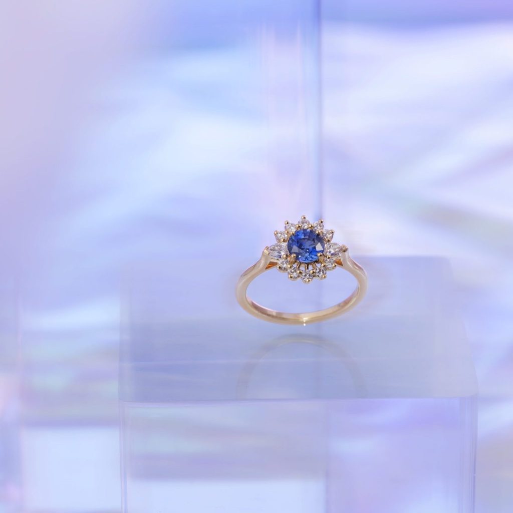 Bague Colombe saphir bleu